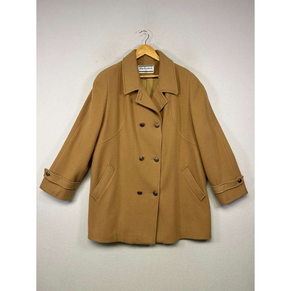 Vintage Mackintosh New England Women Camel Tan 100% Pure Wool Pea‎ Coat USA Made